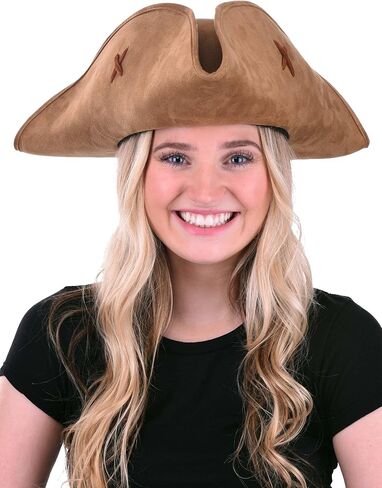 elope Women's Suede Pirate Hat - Faux Suede Tricorn Hat with Decorative Lacing in Saudi Arabia