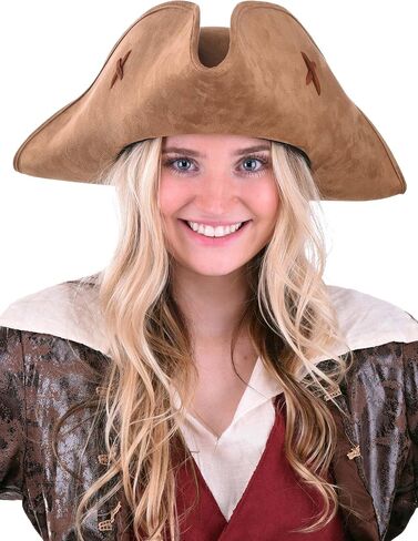 elope Women's Suede Pirate Hat - Faux Suede Tricorn Hat with Decorative Lacing in Saudi Arabia