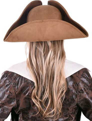 elope Women's Suede Pirate Hat - Faux Suede Tricorn Hat with Decorative Lacing in Saudi Arabia
