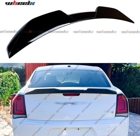 جناح خلفي للسيارة متوافق مع 2011-2023 كرايسلر 300 300C 300S، جناح منقار البط على طراز M يناسب 11-23 عامًا، شفة جناح غطاء خلفي عالي الركلة (أسود لامع) in Saudi Arabia