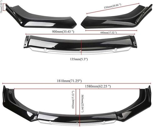 Car Front Spoilers Lip for Ford Edge 2015-2019, ABS Front Bumper Air Dam Chin Lip Spoiler Splitter Anti-Collision Modification Accessories,A-Black in Saudi Arabia