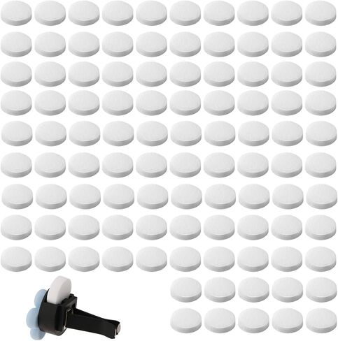 100 PCS Car Air Freshener Refill Felt Pads - 17 mm Unscented Essential Oil Perfume Refill Pads, Air Freshener Replacement Pad, Universal Essential Oil Diffuser Pad for Vent Clips, Home, Car Use in Saudi Arabia