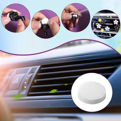 100 PCS Car Air Freshener Refill Felt Pads - 17 mm Unscented Essential Oil Perfume Refill Pads, Air Freshener Replacement Pad, Universal Essential Oil Diffuser Pad for Vent Clips, Home, Car Use in Saudi Arabia