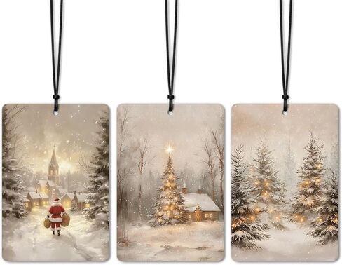Christmas Car Air Freshener 4 Pcs, Vintage Rustic Winter Xmas Santa Bell Tree Hanging Air Freshener for Cars Closet Drawer Books, Winter Christmas Car Accessories for Women Men in Saudi Arabia