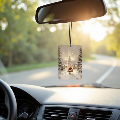 Christmas Car Air Freshener 4 Pcs, Vintage Rustic Winter Xmas Santa Bell Tree Hanging Air Freshener for Cars Closet Drawer Books, Winter Christmas Car Accessories for Women Men in Saudi Arabia