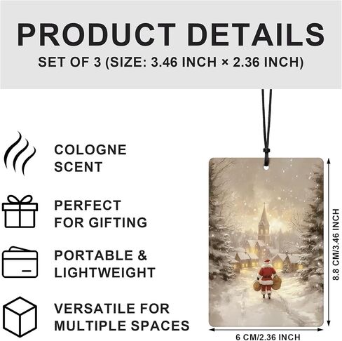 Christmas Car Air Freshener 4 Pcs, Vintage Rustic Winter Xmas Santa Bell Tree Hanging Air Freshener for Cars Closet Drawer Books, Winter Christmas Car Accessories for Women Men in Saudi Arabia