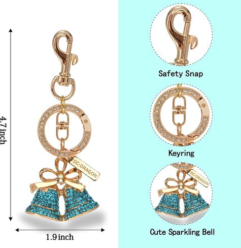 Crystal Bell Keychain for Women – Cute Rhinestone Bag Charm for Purse, Car, Backpack, or Gift Decor Pendant in Saudi Arabia