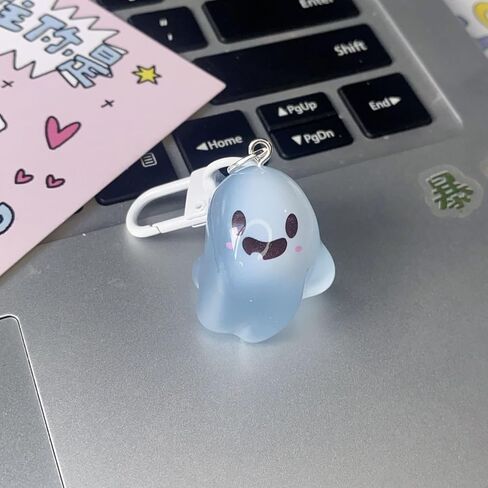 Halloween Luminous Ghost Keychain Cartoon Cute Resin Pendant Keyring Backpack Charms in Saudi Arabia