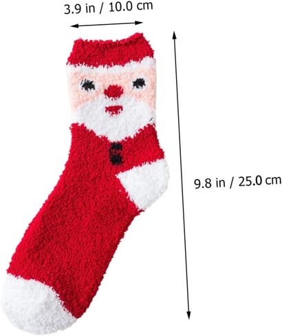 6Pairs Christmas Socks Mid-calf Warm Socks Thickened Fleece Winter Stockings with Cute Cartoon Design for Festive Atmosphere in Saudi Arabia