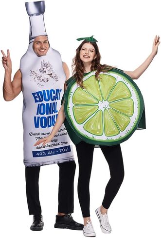 EraSpooky Vodka Bottle and Lime Couple's Tunic Costume Funny Halloween Adult Food Party Outfits in Saudi Arabia