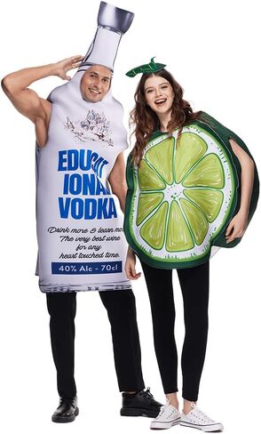 EraSpooky Vodka Bottle and Lime Couple's Tunic Costume Funny Halloween Adult Food Party Outfits in Saudi Arabia