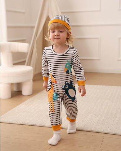Newborn Baby Boy Clothes Fall Winter Cute Infant Outfits Long Sleeve Romper Hat Bodysuit Jumpsuits in Saudi Arabia