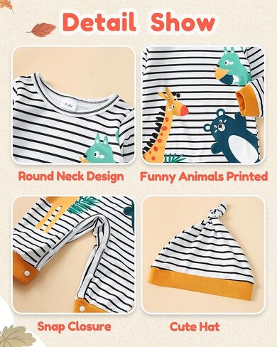 Newborn Baby Boy Clothes Fall Winter Cute Infant Outfits Long Sleeve Romper Hat Bodysuit Jumpsuits in Saudi Arabia