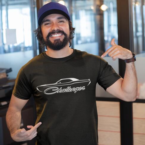 Challenger 70 Outline Mens T-Shirt Amеrican Muscle Cars Silhouete Racing Car Tee in Saudi Arabia