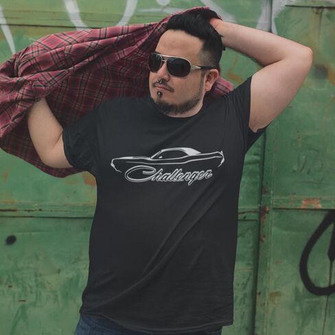 Challenger 70 Outline Mens T-Shirt Amеrican Muscle Cars Silhouete Racing Car Tee in Saudi Arabia