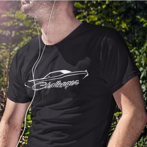 Challenger 70 Outline Mens T-Shirt Amеrican Muscle Cars Silhouete Racing Car Tee in Saudi Arabia