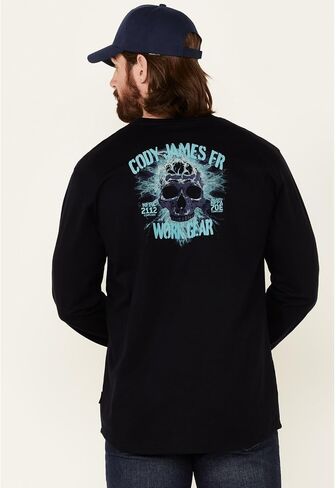 تي شيرت Cody James للرجال بأكمام طويلة ورسومات Fr Back - CJFRFA20K12-NVY Navy in Saudi Arabia