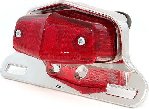 4into1 Lucas Style Tail Light Assembly - Chrome w/Red Lens - Motorcycle Scooter Dirt Bike in Saudi Arabia