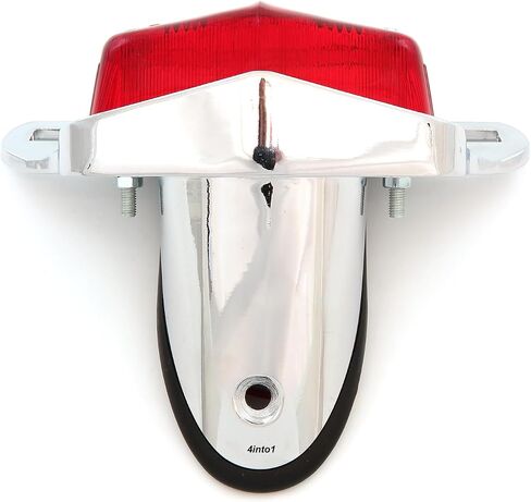 4into1 Lucas Style Tail Light Assembly - Chrome w/Red Lens - Motorcycle Scooter Dirt Bike in Saudi Arabia