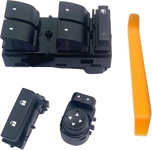 Window Switch Set - Driver Side Power Window, Door Lock, Mirror - Black, Push Button, Manual, Compatible with Chevy Silverado & GMC Sierra 1500, 2500HD, 3500HD in Saudi Arabia