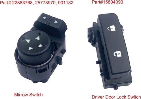 Window Switch Set - Driver Side Power Window, Door Lock, Mirror - Black, Push Button, Manual, Compatible with Chevy Silverado & GMC Sierra 1500, 2500HD, 3500HD in Saudi Arabia