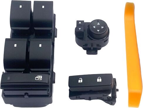 Window Switch Set - Driver Side Power Window, Door Lock, Mirror - Black, Push Button, Manual, Compatible with Chevy Silverado & GMC Sierra 1500, 2500HD, 3500HD in Saudi Arabia