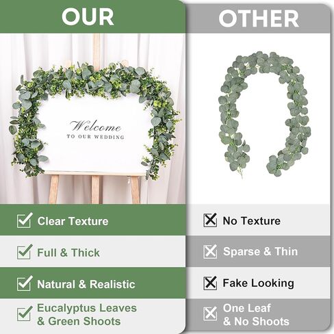 2 Pack Artificial Eucalyptus Garland with Flowers,Faux Greenery Garland Decor 5.9FT Fake Vines Hanging Spring Garlands for Bedroom Wedding Backdrop Arch Wall Centerpiece Table Outdoor Decor in Kuwait