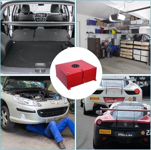 MOTORHOT 20 جالون خلية وقود 80L خزان وقود ألومنيوم لشاحنة سرير مصقول سباق شارع الانجراف قطاع مع مستوى المرسل الأحمر in Saudi Arabia