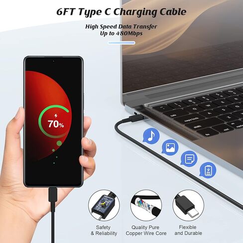 iPhone 15 16 Charger, 20W USB C Fast Charging Block and 6ft Type C to C Cable Cord Long for Apple iPhone 15 Plus/15 Pro Max/16 Pro,iPad Pro 12.9 inch/4/3 Gen, iPad Wall Plug Power Adapter Cube Brick in Kuwait