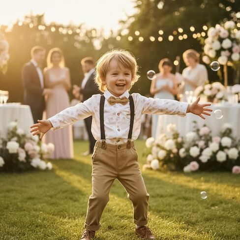 Volunboy Boys Formal Wedding Guest Ring Bearer Dress Clothes | toddler graduation dress outfit, birthday cake smash bowtie suspenders pants set, gentleman photoshoot event suit in Saudi Arabia