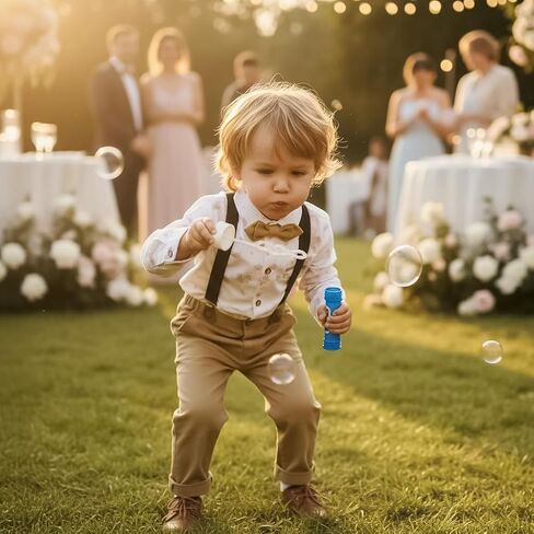 Volunboy Boys Formal Wedding Guest Ring Bearer Dress Clothes | toddler graduation dress outfit, birthday cake smash bowtie suspenders pants set, gentleman photoshoot event suit in Saudi Arabia