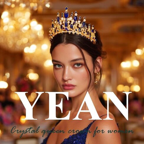 Yean Light Up حجر الراين تاج ذهبي باروكي تيارا زي إكسسوارات شعر الزفاف للنساء (ذهبي، مقاس واحد) in Kuwait