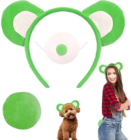 Bear Ears Headband Accessories Set Animal Ears Headbands Halloween Cosplay Costume Prop Nose Tail Christmas Dress up in Kuwait