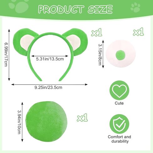 Bear Ears Headband Accessories Set Animal Ears Headbands Halloween Cosplay Costume Prop Nose Tail Christmas Dress up in Kuwait
