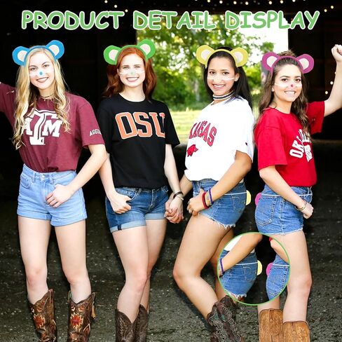 Bear Ears Headband Accessories Set Animal Ears Headbands Halloween Cosplay Costume Prop Nose Tail Christmas Dress up in Kuwait