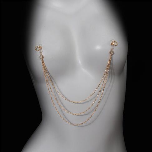 Non Piercing Nipple Noose Bra Chest Chains Multi-Layer Gold Tassel Fake Nipplerings Body Chain Summer Beach Women Clothes Accessories in Saudi Arabia