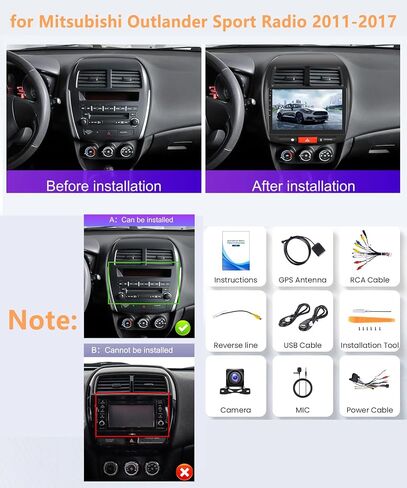 4G 64G 8 Core 10" Car Stereo Carplay Android Auto for Mitsubishi ASX 2013-2015,for Outlander Sport 2011-2017,for RVR 2011-2017 2 Din Android 13 Car Radio Receiver GPS 4G-WiFi DSP 59-UI BT Camera in Saudi Arabia