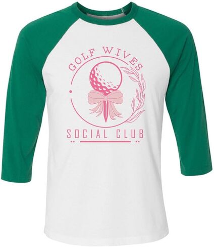 تي شيرت البيسبول TeesAndTankYou Golf Wives Social Club بأكمام ثلاثة أرباع راجلان للجنسين in Kuwait