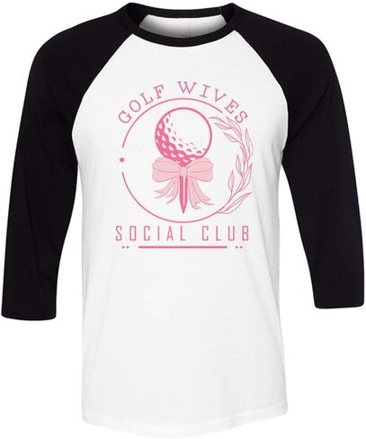 تي شيرت البيسبول TeesAndTankYou Golf Wives Social Club بأكمام ثلاثة أرباع راجلان للجنسين in Kuwait