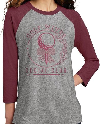 تي شيرت البيسبول TeesAndTankYou Golf Wives Social Club بأكمام ثلاثة أرباع راجلان للجنسين in Kuwait