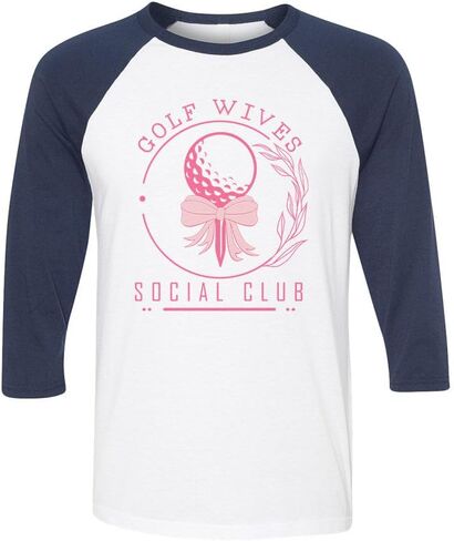 تي شيرت البيسبول TeesAndTankYou Golf Wives Social Club بأكمام ثلاثة أرباع راجلان للجنسين in Kuwait