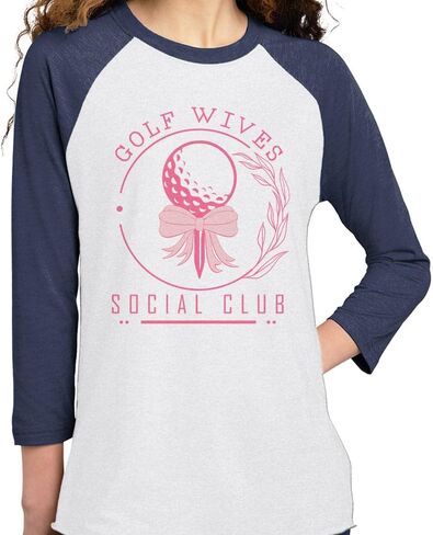 تي شيرت البيسبول TeesAndTankYou Golf Wives Social Club بأكمام ثلاثة أرباع راجلان للجنسين in Kuwait