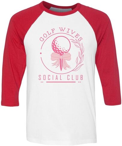 تي شيرت البيسبول TeesAndTankYou Golf Wives Social Club بأكمام ثلاثة أرباع راجلان للجنسين in Kuwait
