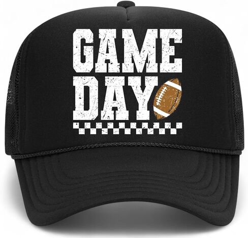 Game Day Football Checkers Vintage Trucker Hat | Premium Adjustable Snapback Baseball Hat for Men & Women in Saudi Arabia