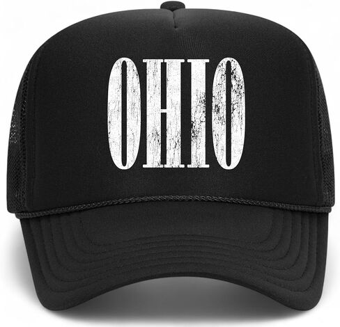 Ohio Cracked Vintage Trucker Hat | OH | Premium Adjustable Snapback Baseball Hat for Men & Women in Saudi Arabia