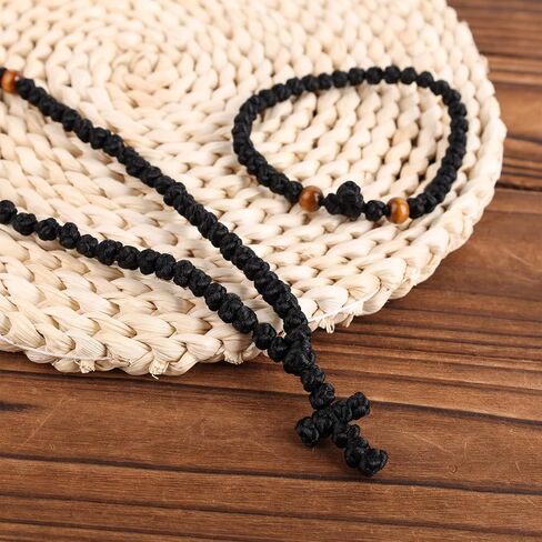 2pcs Orthodox Prayer Ropes, Handmade Christian Orthodox Prayer Rope Bracelet & Necklace Set Greek Knot Bead Blessing Cross Pendant Gift in Saudi Arabia