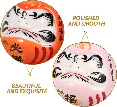 LOGOFUN 5PCS Small Daruma Figurine Japanese Daruma Doll Set Ceramic Good Luck Daruma Statue for Indoor Home Car Desktop Decor - No Eyes 4.5CM in Saudi Arabia