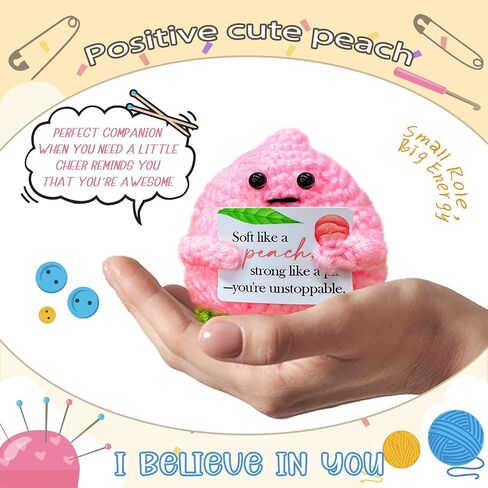 Emotional Support Crochet Peach,Lovely Gift for Friends,Mom,Dad,Grandpa,Grandma,Colleagues,Classmates,Graduation Gift,Emotional Support Crochet,Home Office Decoration in Saudi Arabia