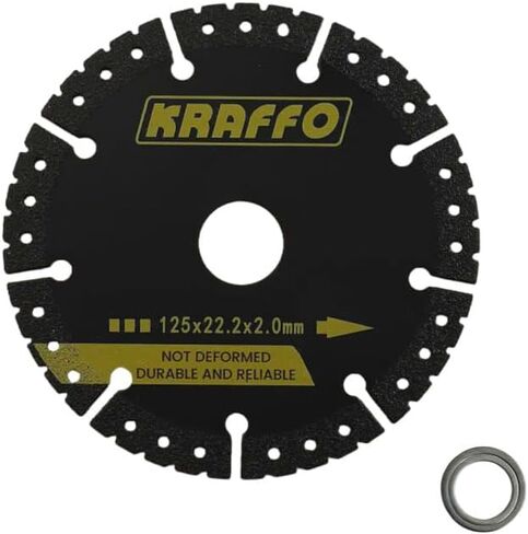 5 Inch Diamond Cutting Blade 7/8" Arbor with 2PCS M14 Lock Nut, 3PCS Cutting Disc, Metal, Rebar, Steel, Iron, Concrete, Brick - KRAFFO Angle Grinder Compatible in Saudi Arabia