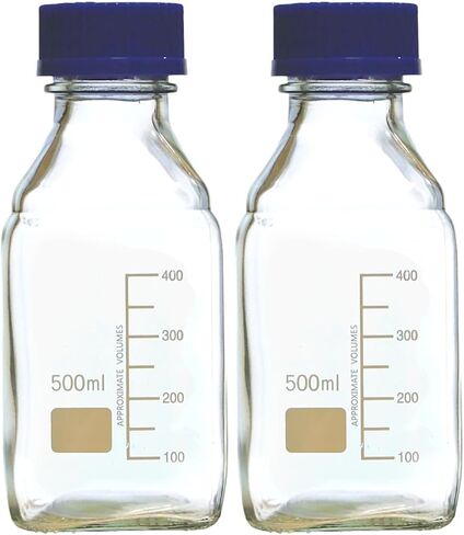 Karter Scientific 250ml Square Media Storage Bottle with Screw Cap, 254O2 (Pack of 2) in Saudi Arabia